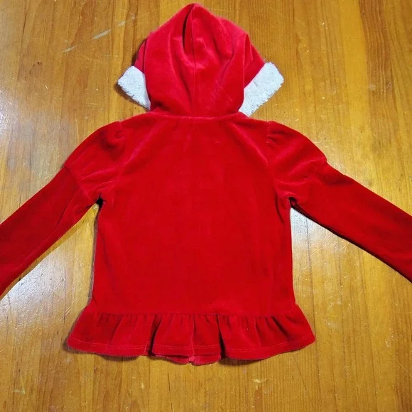 Disney Minnie Mouse Red Velvet‎ Ruffle Hooded Jacket 3T Christmas Holiday - Picture 11 of 13